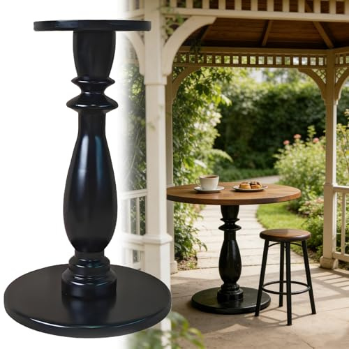 Pieds De Rechange pour Tables D'appoint sur Pied Central - Bois D'hévéa Massif Non Peint - Support De Table pour Terrasse, Maison, Restaurant, Café(Noir)
