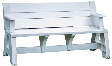 Convert-a-Bench Gen 1 2-in-1 Outdoor Convertible Bench to Picnic Table | Space-Saving, Weather-Resistant Patio Furniture for Yard, Deck, Garden | Easy Assembly & Durable Design -1 Bench/Order, White
