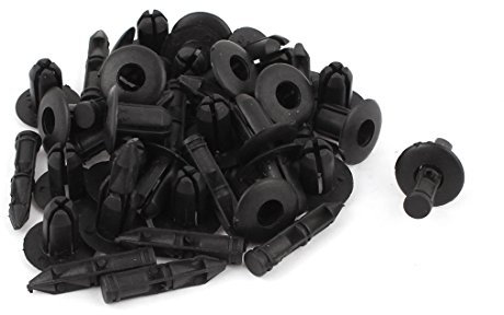 sourcing map 25 Piezas 7mm Agujero Tornillo de Pasador Negro de Plástico del Reborde del Panel Clips Piezas del Automóvil