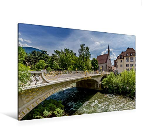 Premium Textil-Leinwand 120 x 80 cm Quer-Format MERAN Postbrücke | Wandbild, HD-Bild auf Keilrahmen, Fertigbild auf hochwertigem Vlies, Leinwanddruck von Melanie Viola