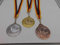 Fanshop Lünen Tischtennis 3 Stück Medaillen aus Stahl 40mm - Gold Silber Bronze - TT - Medaillenset - Emblem 25mm - mit Band-Emblem - Turnier - (9283)
