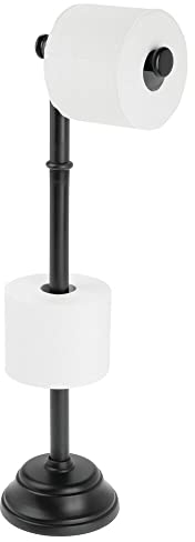 mDesign Toilettenpapierhalter für DREI WC-Rollen – Zeitloser Papierrollenhalter für Bad und WC – Klopapierhalter auch für größere Rollen – schwarz