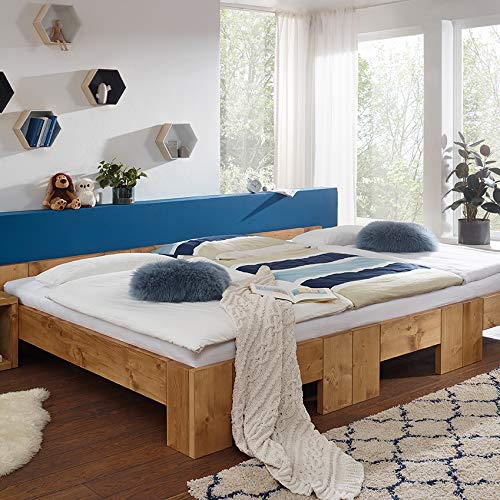 Rima Familienbett 240-270x200 Capri | Vollholz | Fichte - dunkel gewachst | Original Familienbett | Massivholz | Natur | Stabil | Modular Erweiter- und Rückbaubar