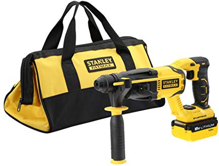STANLEY FATMAX FMCD900M1S-QW - Martillo percutor Brushless SDS Plus 18V, 1.5 J, batería de litio 4Ah y bolsa de transporte