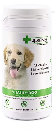 4-BEINER Vitality-Dog - Multivitamin für Hunde mit 12 Vitaminen & Mineralstoffen, für Immunsystem, Nerven & Fell, Barf geeignet, 100 Tabletten
