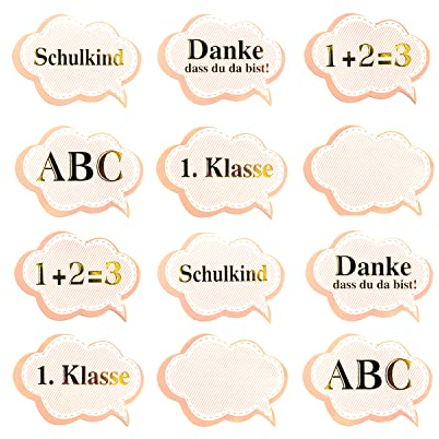 Oblique Unique® 12x Konfetti für Schuleinführung Einschulung Schulanfang Schulbeginn Tischdeko ABC Schulkind 1. Klasse 1 + 2 = 3 Schule Basteln Aufkleben