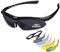 LumiSyne Sportbrille Polarisiert Herren und Damen Radsportbrillen mit 5 Wechselgläsern UV 400 Schutz Superleichte Rahmen mit Sonnenbrillenband für Sport Freizeit Radfahren Motorradbrille(Schwarz)