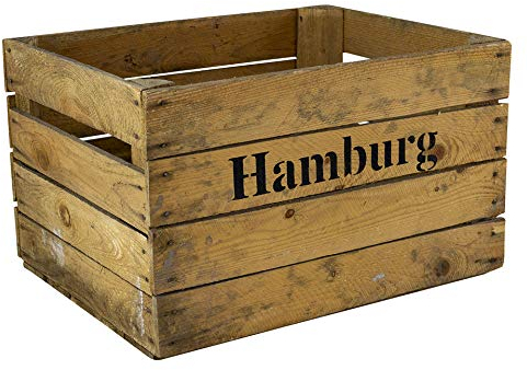 Massive Obstkisten Weinkisten mit Aufdruck HAMBURG Dekorative Holzkisten (4,8)