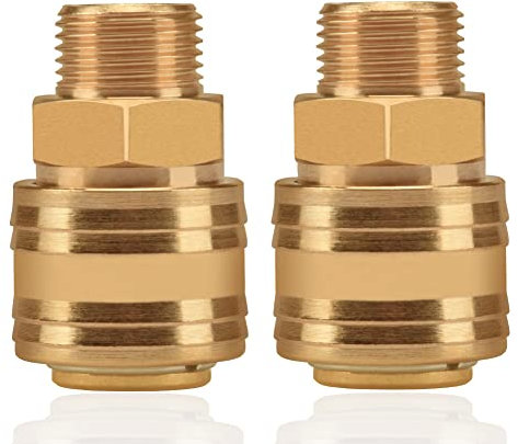 2stk Druckluftkupplung Innenstecker 3/8 Außengewinde Messing AG Kupplungsstecker Kupplungsdose Schlauchstecker Ventilsteckdose Gewindestecker