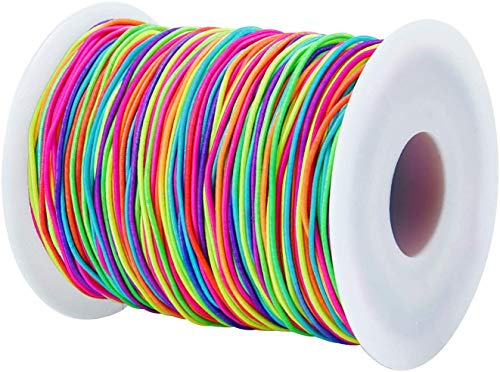 Elastische Perlenschnur,1 Rolle 100M Elastische Schnur 1mm Regenbogen Farbe Stretch Faden Rundes Seil Perlenschnurvon Armbändern Anhänger Halskette Halsketten Schmuckherstellung DIY Handwerk