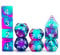 Haxtec 11-teiliges DND-Würfel-Set, extra D6, D20, violett, blau, polyedrisch, D&D, 5e-Würfel für Rollenspiele, Dungeons and Dragons, Zubehör, Geschenk, durchscheinendes Violett/Blaugrün