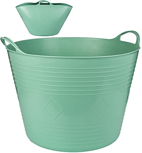 alles-meine.de GmbH 2 Stück Flexi & flexibel Modell + Farbwahl XXL großer - biegbarer - Aufbewahrungsbehälter mit Henkel - Mint/türkis grün - Gummieimer - z.B. Garteneime..