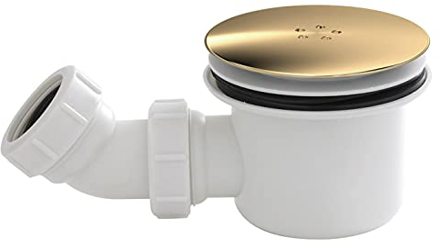 nuie STW005 Modern Bathroom Fast Flow Shower Waste Cover, 99 x 116 x 116mm, Brushed, White/Brass
