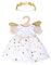 Heless 1152 - Kleid für Puppen im Design Schutzengel, mit goldenen Flügeln und Sternen-Haarband, Größe 28 - 35 cm