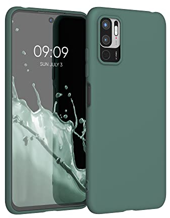 kwmobile Hülle kompatibel mit Xiaomi Redmi Note 10 5G Hülle - weiches TPU Silikon Case - Cover geeignet für kabelloses Laden - Blaugrün