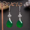 Vintage Natürliche Smaragd Jade Chalcedon Frau Ohrringe 925 Silber Wassertropfen Grün Jadeit Edelstein Edlen Schmuck Für Mutter Geschenk