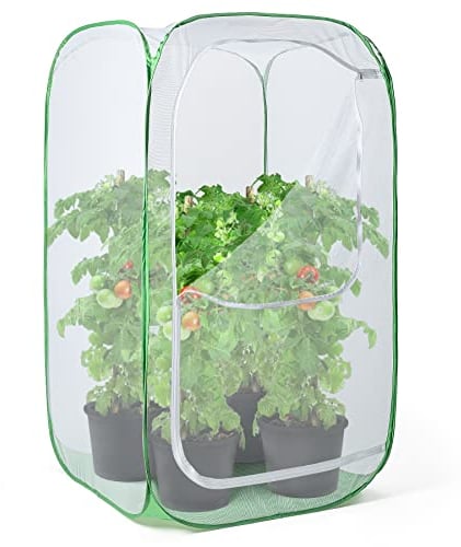 36 Outdoor Mesh Plant Enclosure, Plant Cover for Pests, Bird and Pest Protection Guard for Fruit, Vegetables, Flowers and Herbs Pop-Up Cage 24 x 24 x 36 Inches