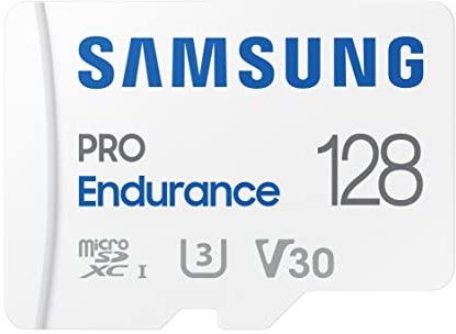 SAMSUNG Pro Endurance Carte mémoire microSDXC 128 Go avec Adaptateur pour caméra embarquée, caméra corporelle et caméra de sécurité Classe 10, U3, V30 (MB-MJ128KA/AM) [Version canadienne]