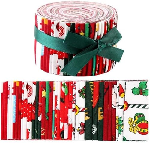 CraftsFabrics Patchwork Stoffe Paket Weihnachten–6 Stück 40×50 cm–100% Baumwolle–Fat Quarter Stoffpaket Weihnachtsmann– Stoff für Nähen, Quilten, Patchwork, Basteln, Weihnachtsdekoration, DIY Projekte