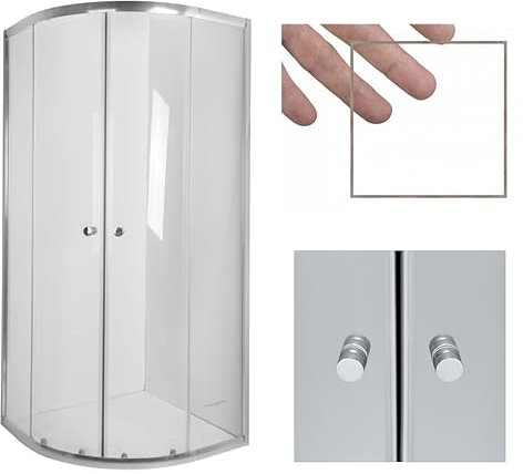 KOLMAN Duschkabine 80x80 180 cm Halbrund Vitoria Eckeinstieg: Duschabtrennung 4mm Transparentes Glas
