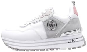 Liu Jo Jeans Liu.Jo Sneakers Donna in Pelle Modello Maxi Wonder 55 Colore White/Loft Modello BA3075PX342S3020 Multicolore White/Loft