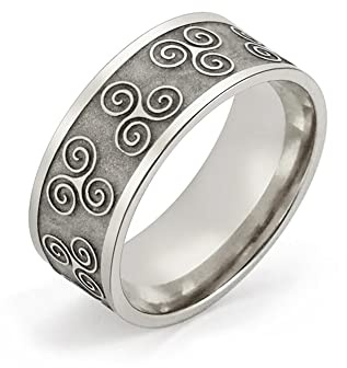 BlackAmazement 316L Edelstahl Ring Triskele Triskel Symbol Ornament Silber Kelten Wikinger Damen Herren (60 (19,1))