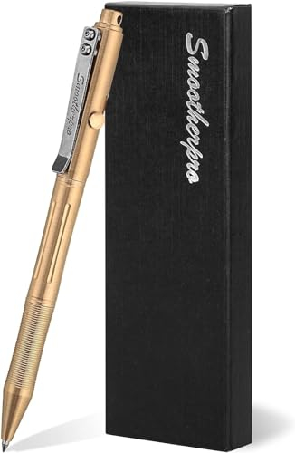 SMOOTHERPRO Messing Kugelschreiber Kompatibel mit Pilot G2 Minen Edelstahl Stift schwere Pflicht für Tremor Parkinson's Arthritis Hände Farbe Natur(RG336)