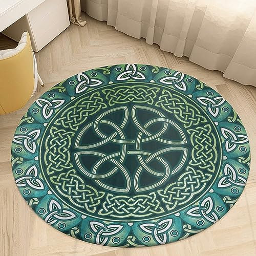 Repaly Wikinger-Wohnzimmer-Heimdekor-Teppich, 3D-Druck, Nordischer Heidnischer Keltischer Knoten, Schlafzimmer-Bodenmatte, Weich, rutschfest, Waschbar (Color : Celtic Knot D, Size : 80cmx80cm)