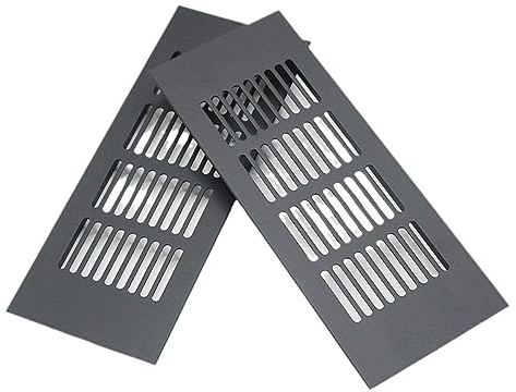 Air Vent Cover, Door Vent Air Brick Covers for Outside Walls 250 x 80 MM Square Aluminum Alloy Black Vent Cover for Cupboard Wardrobe Ventilation (2PCS)
