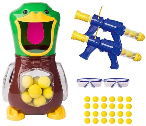XSDY hungry duck shooting game,Kids Target Shooting Games Air Pump Gun, Shooting Game Toys,Two guns and 24 balls.Outdoor Garden Scoring Battling Toys Gifts for Boys Girls (simplified version)