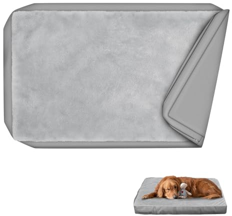 Explore Land Wasserdichter Hundebettbezug, maschinenwaschbar, flauschig, Ersatzbezug, 122 x 91 x 10 cm, Grau