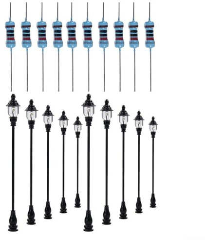 Lioaeust LED-Straßenlaterne, OOHO Skala Lampe, 10 Stück Modelleisenbahn Zug Lampe Ersatz für OO Skala oder HO Skala