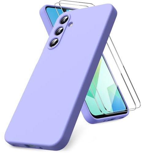 Vansdon Coque Compatible avec Samsung Galaxy A16 4G/5G, 2 Film de Protection en Verre trempé, Housse Souple en TPU en Silicone Liquide, Housse en Caoutchouc Antichoc - Violet