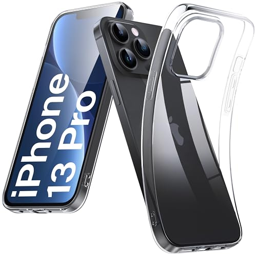 DOSMUNG Klar Hülle für iPhone 13 Pro (6.1), Flexible Minimalistische Silikonhülle Weiche Case Stoßfeste Kratzfestigkeit Handyhülle für iPhone 13 Pro, Durchsichtig