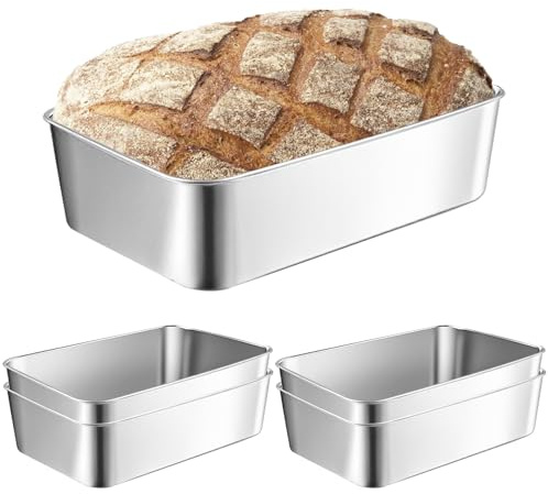 Kastenform 5er-Set, Edelstahl Brotbackform, Rechteckig Toastbrot Backform Kastenbackform für Saftige Fluffige Brot/Kuchen, Spülmaschinenfest & Gesund, Brotform Königskuchenform, 22,8 x 15,3 x 5,9 cm