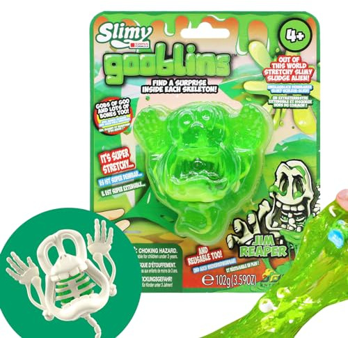 SLIMY Gooblins | schleimige Ghost Schleim Monster | 100g super dehnbarer Original Slimy Slime | mit lustig gruseligen Skeletten zum Entdecken und Sammeln | Knetspielzeug (3 Jahre), Farbe:Grün