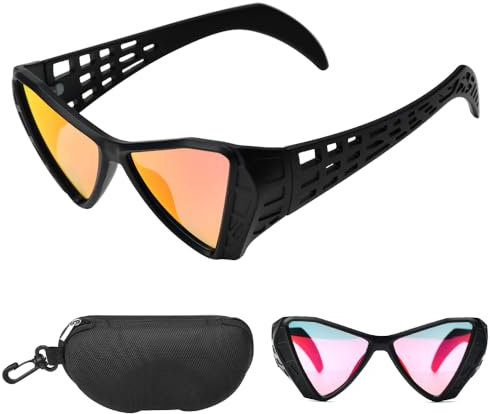 CAREDGO Fahrradbrille UV 400 Schutz Schutzbrille Winddichte Rennrad Brille Sonnenbrille Radsportbrillen Herren und Damen Radbrille Sportsonnenbrille mit Brillenetui für Outdoorsport Laufen Golf Angeln