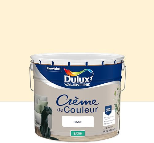 Dulux Valentine Crème de Couleur - Peinture multi-supports intérieure - Satin Zéphir d'Ivoire 10 L