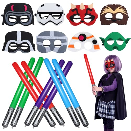 Mprocen Star Wars Partygeschenke, 16 Stück Star Wars Filz-Masken Star War Lichtschwert Ballons Galaxie Thema Party Zubehör für Kinder Geburtstag Party Cosplay Dress Up