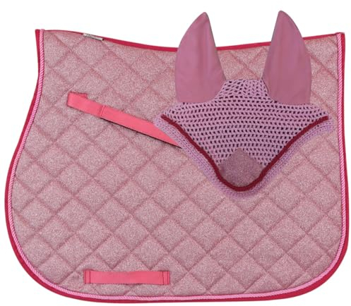 Horses Ensemble de sous-selle saut+casque brillant, style et confort pour votre cheval de Tosoni Selleria (Rose, COB)