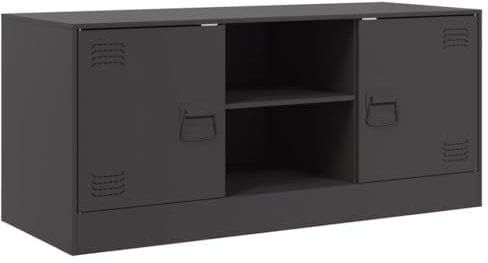 vidaXL Meuble TV Noir 99x39x44 cm Acier, Banc TV, Meuble télé, Meuble multimédia, Buffet TV, Meuble HiFi, Centre de Divertissement, Console TV