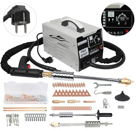 Spotter Carrozzeria 220V 1800W Riparazione Ammaccature per Saldatori, 3500A Saldatore a Punti con 6 Modalità per Rimozione Delle Ammaccature Della Carrozzeria con 16 Tipi Accessori Spot