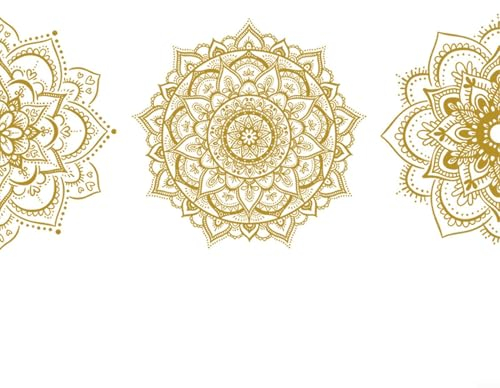 CWOQOCW Mandala-Lotus-Wandaufkleber, marokkanisches Thema, goldene Mandala-Wandaufkleber, Lotusblüte, Outdoor-Wandkunst, Wandbild für Zen-Dekor und Raumdekoration