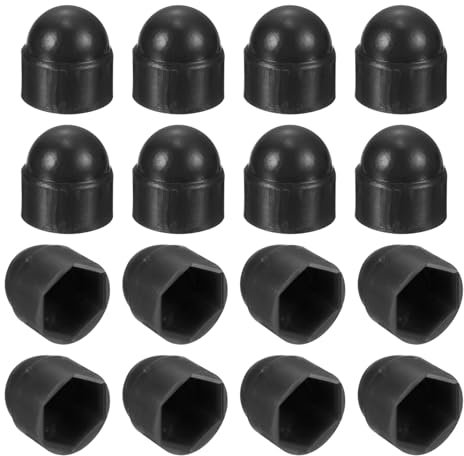sourcing map 50pcs Hex Nut Cover, M4 Black Plastic Dome Nut Protection Cap Hex Bolt Nut Covers for Hexagon Screws, Bolts