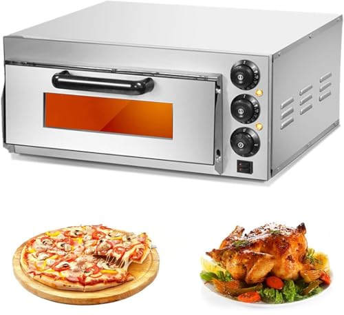 XNZJHPP Commercial Electric Pizza Oven,16 Double-layer Toaster Stainless Steel Baking Oven w/Pizza Stone&Timer,40L Capacity Toaster Bake Broiler (Single Layer)