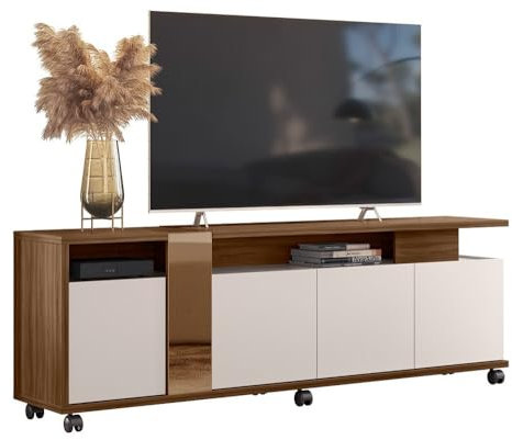 HABITMOBEL Mueble TV Salon Modelo Nogal y Blanco Roto Medida 183 cms.