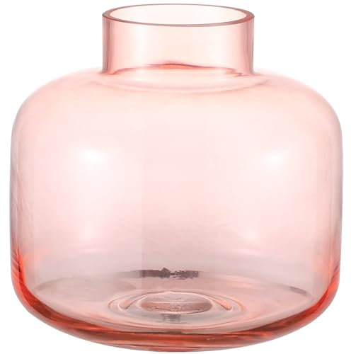 KAYLETIN Vase court en verre rose pour fleurs, vases à fleurs courts pour tulipes, vases ronds en verre pour anniversaire, mariage, pendaison de crémaillère, anniversaire de mariage, fiançailles, 15