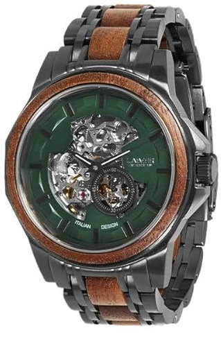 LAiMER Holzuhr Aurel - Herren Automatik Armbanduhr aus Echtholz und Edelstahl 43mm - Analog, Leuchtzeiger, Limited Edition - Zero Waste Verpackung aus Naturholz