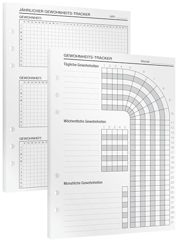 KOMPASS® Habit Tracker | Gewohnheitstracker für 1 Ganzes Jahr | 14 DIN-A5-Einlagen für Ringbuchplaner | Tracke tägliche, wöchentliche & monatliche Gewohnheiten | Erfolgsjournal Tagesplaner Journaling