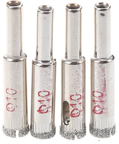 Contencinty 4 brocas con revestimiento de diamante de 10 mm de diámetro, herramienta de corte para azulejos de mármol, vidrio